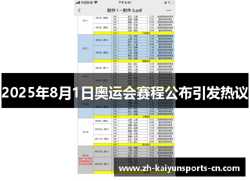 2025年8月1日奥运会赛程公布引发热议